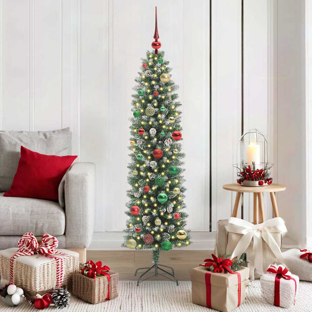 EMVER Artificial Slim Christmas Tree Green and white 150 cm - Style and Chic