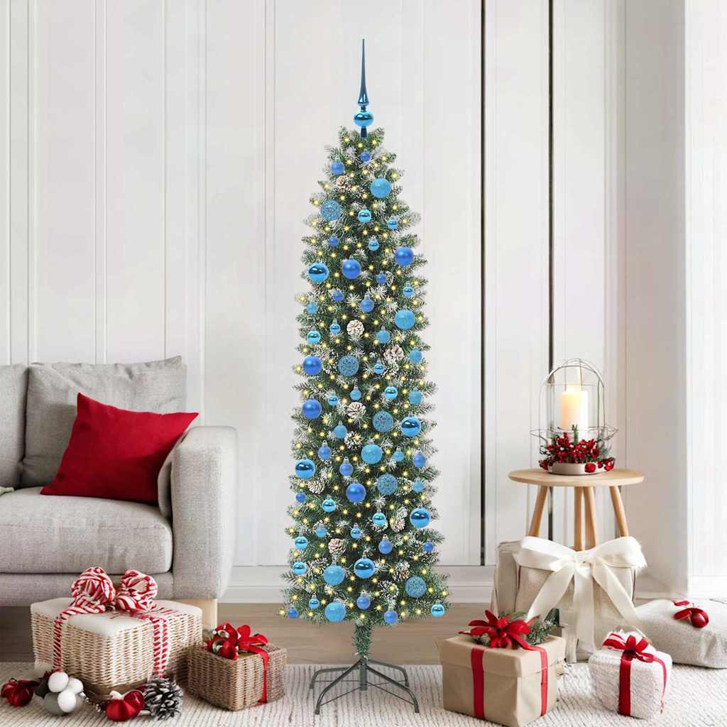 COSMER Artificial Slim Christmas Tree Green and white 180 cm - Tyrell & Tyrell