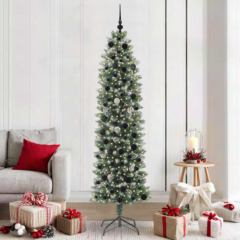 COSMER Artificial Slim Christmas Tree Green and white 210 cm - Decor Base