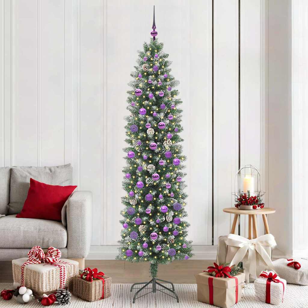 COSMER Artificial Slim Christmas Tree Green and white 210 cm - Merlin Deals
