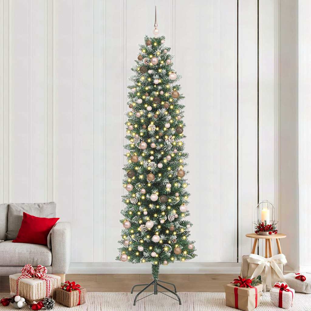 COSMER Artificial Slim Christmas Tree with 300 LEDs Green 240 cm - Sid & Sam