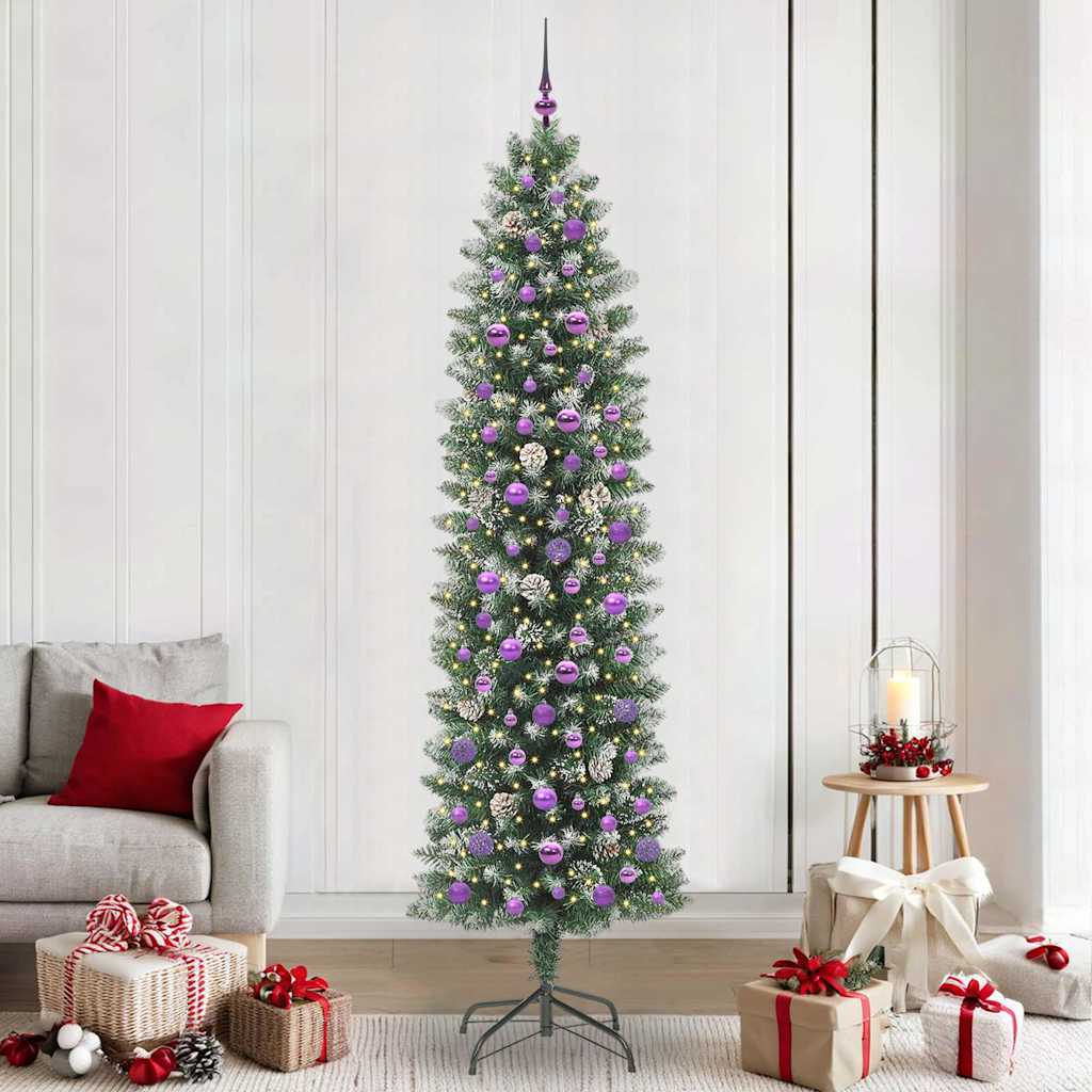 COSMER Artificial Slim Christmas Tree Green and white 240 cm - Charlotte Dunes