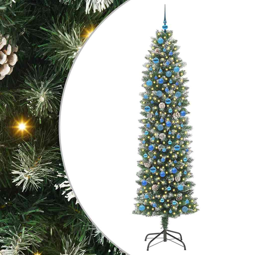 COSMER Artificial Slim Christmas Tree Green and white 240 cm - Decor Base