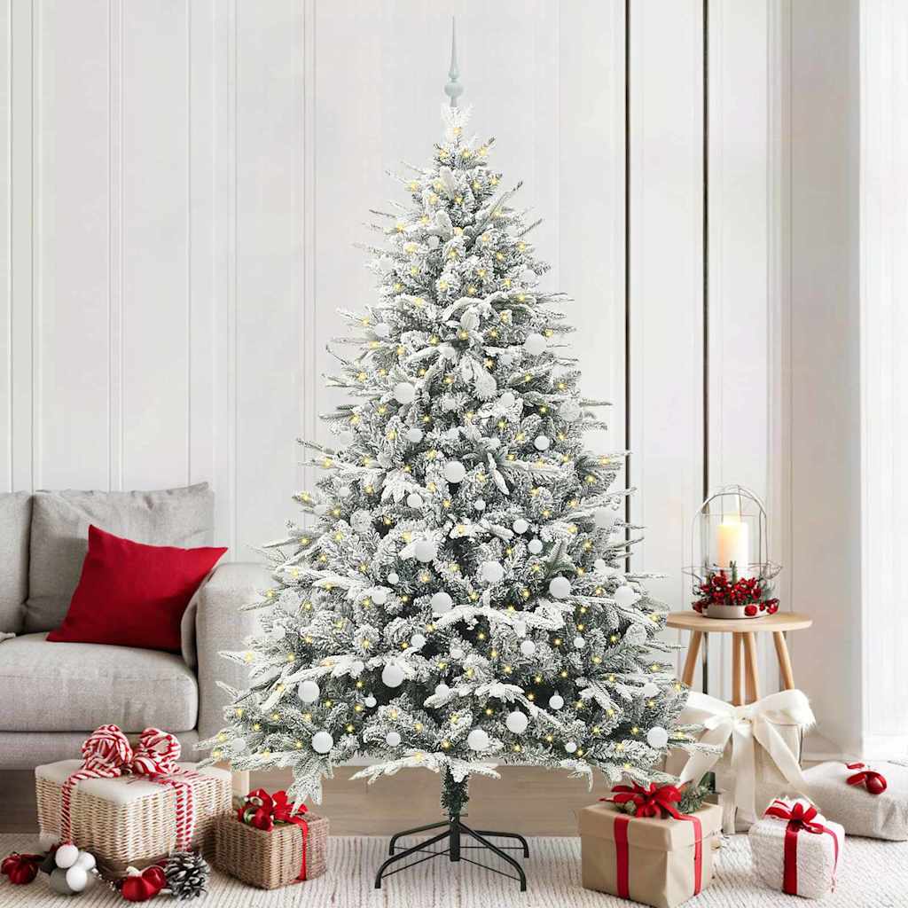 FELWIN Artificial Pre-lit Christmas Tree with Ball Set Green 210 cm - All Things Good