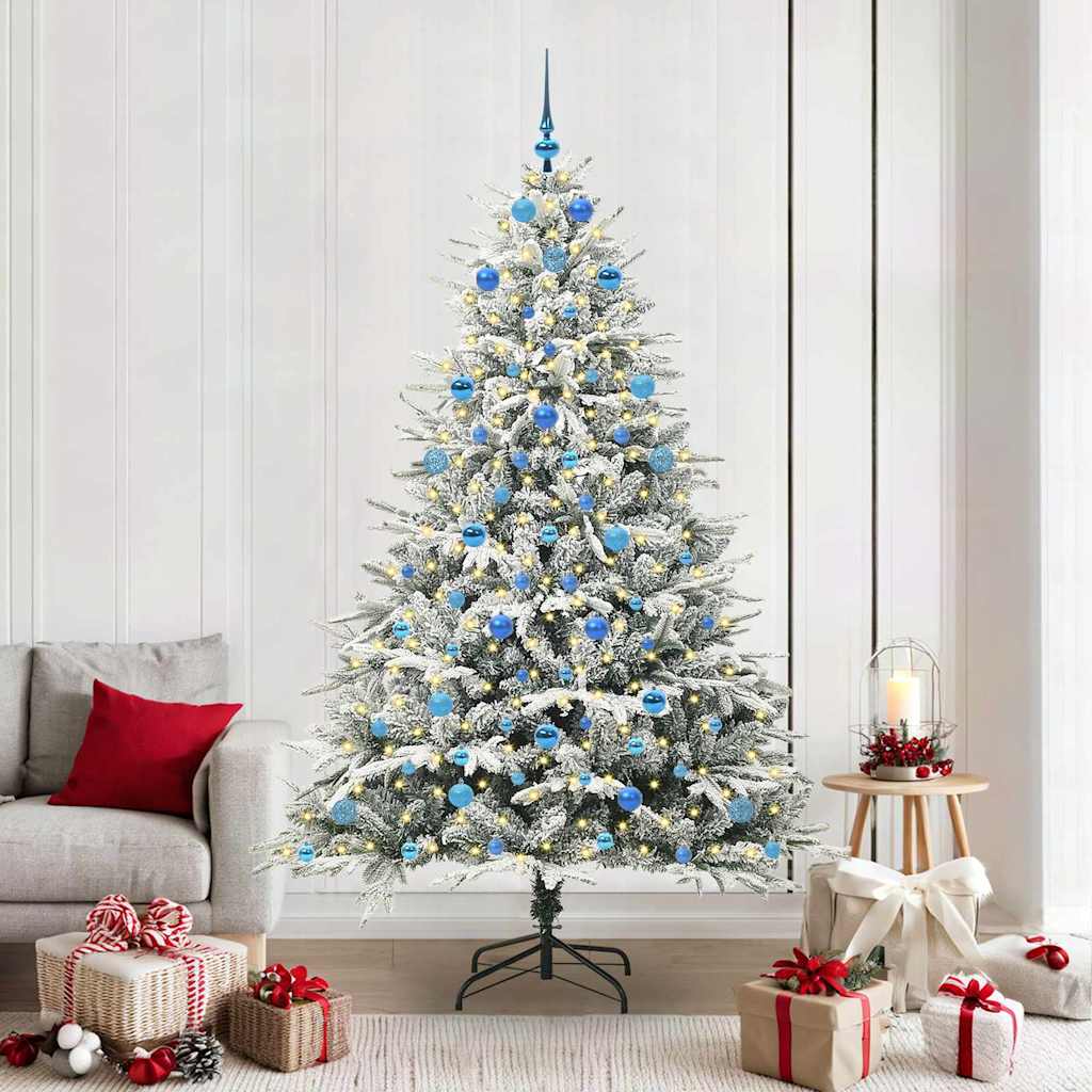 FELWIN Artificial Pre-lit Christmas Tree with Ball Set Green 210 cm - Decor Base