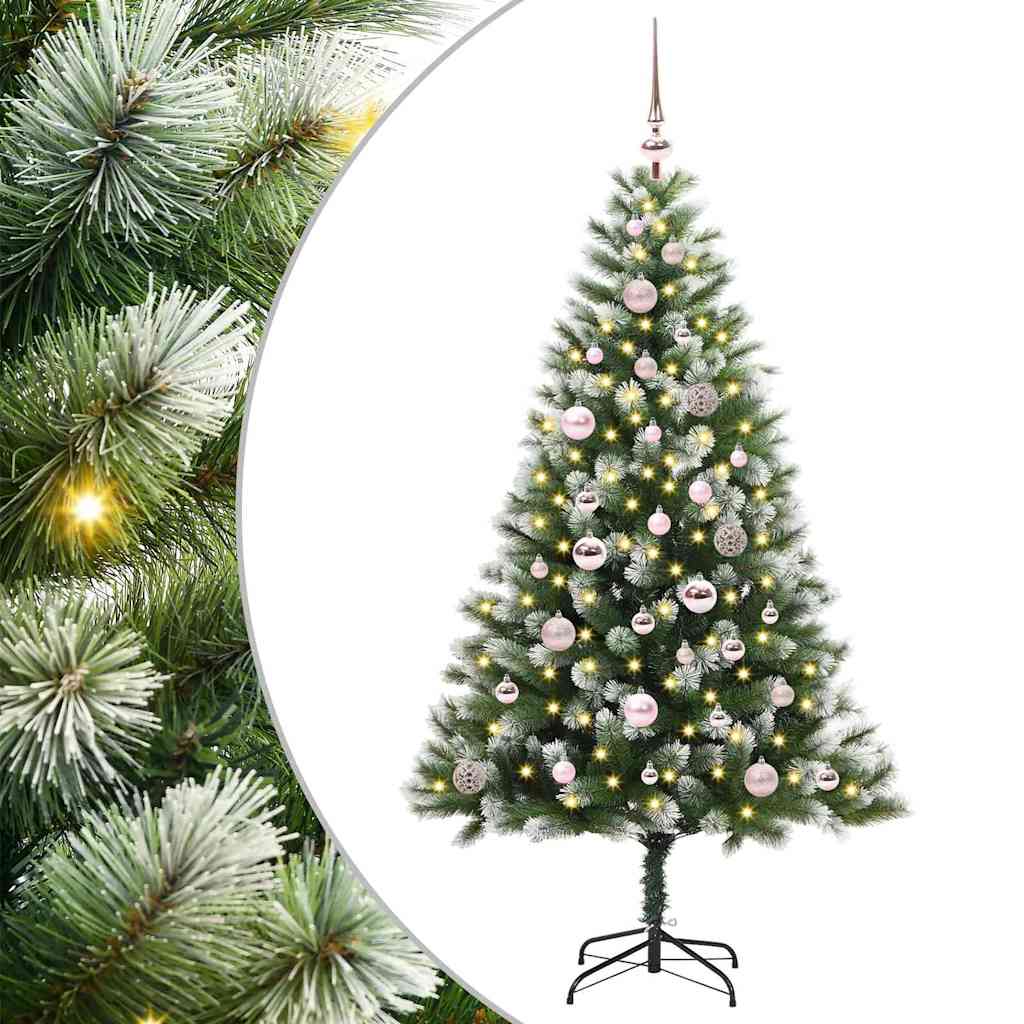 FELWIN Artificial Hinged Christmas Tree with Flocked Snow 150 cm - Merlin Deals