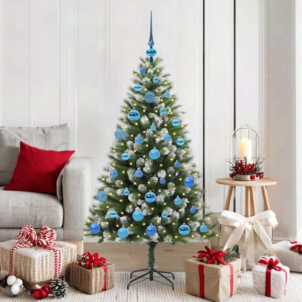FELWIN Artificial Hinged Christmas Tree with Flocked Snow 150 cm - The Home Maker