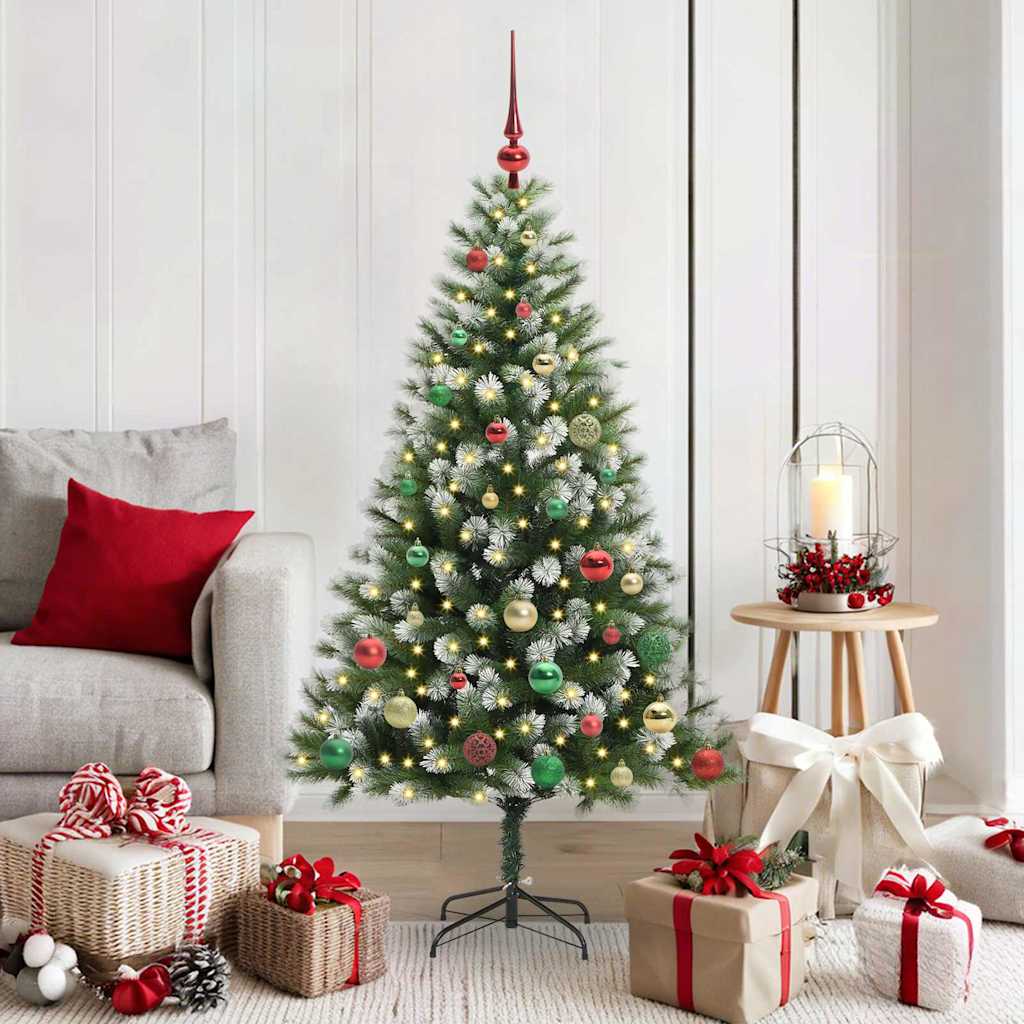 FELWIN Artificial Hinged Christmas Tree with Flocked Snow 150 cm - Tyrell & Tyrell
