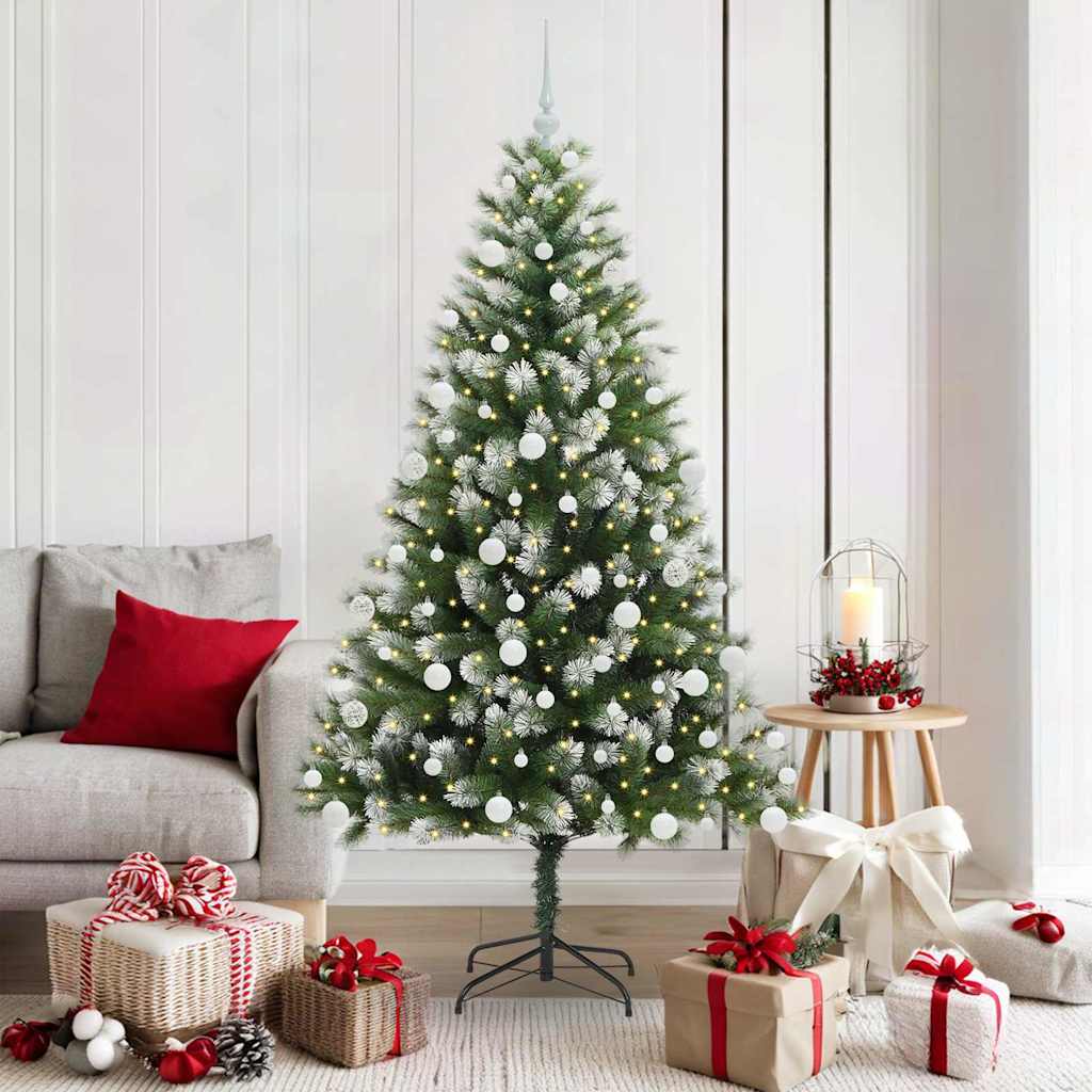 FELWIN Artificial Hinged Christmas Tree with Flocked Snow 180 cm - Casper Homes