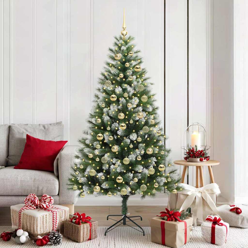 FELWIN Artificial Hinged Christmas Tree with Flocked Snow 180 cm - Charlotte Dunes
