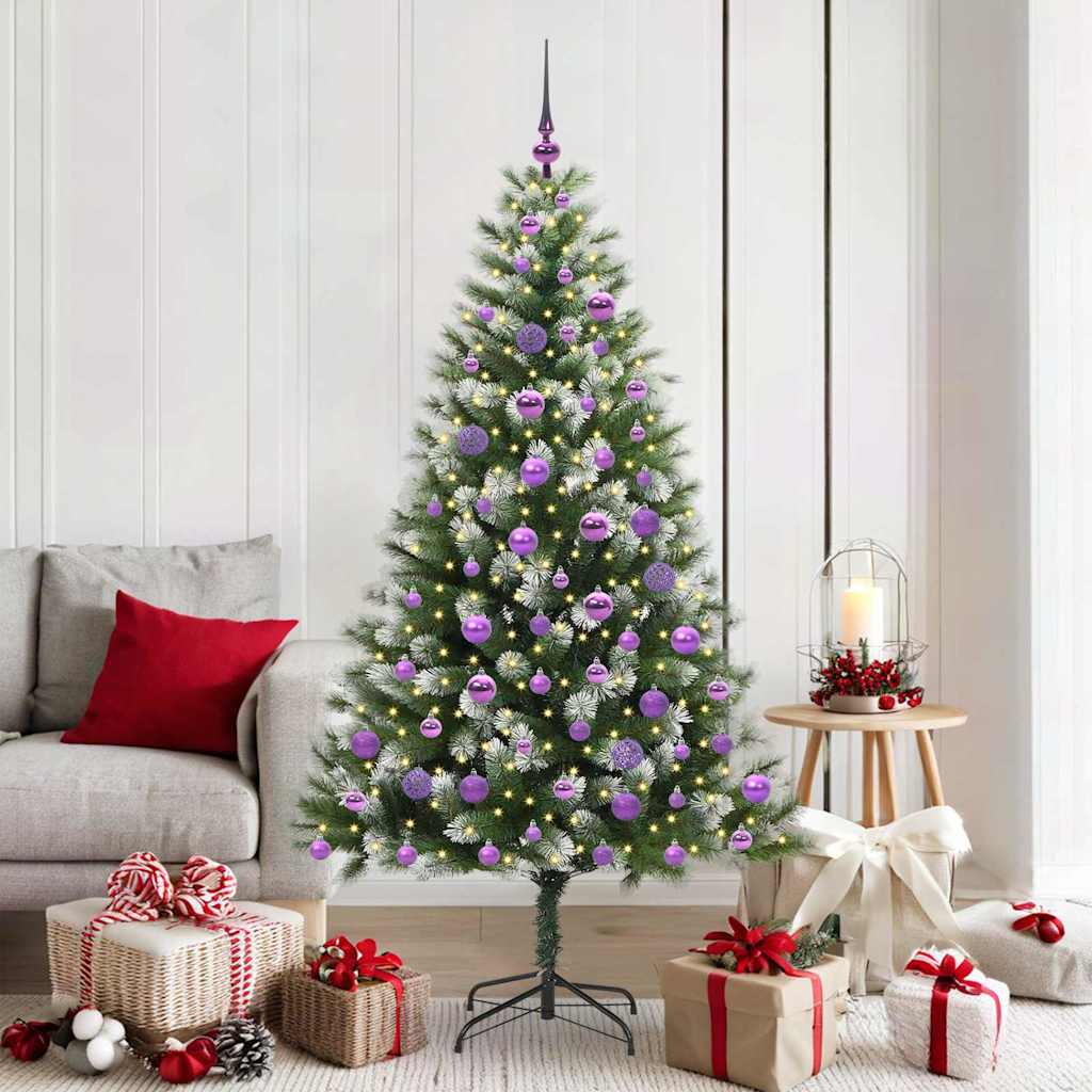 FELWIN Artificial Hinged Christmas Tree with Flocked Snow 180 cm - Design Hut