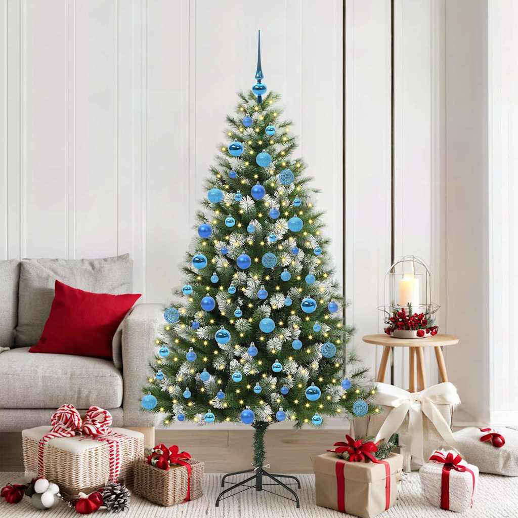 FELWIN Artificial Hinged Christmas Tree with Flocked Snow 180 cm - Direct Imports