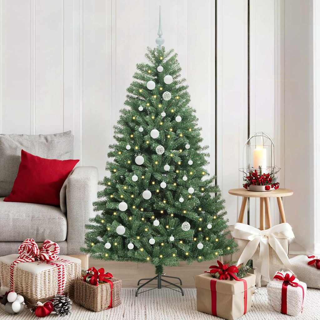 FELWIN Artificial Hinged Christmas Tree Green 150 cm PVC and Metal - Decor Base