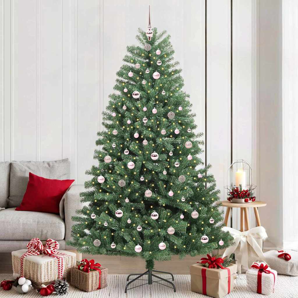FELWIN Artificial Hinged Christmas Tree Green 210 cm PVC and Metal - Decor Base