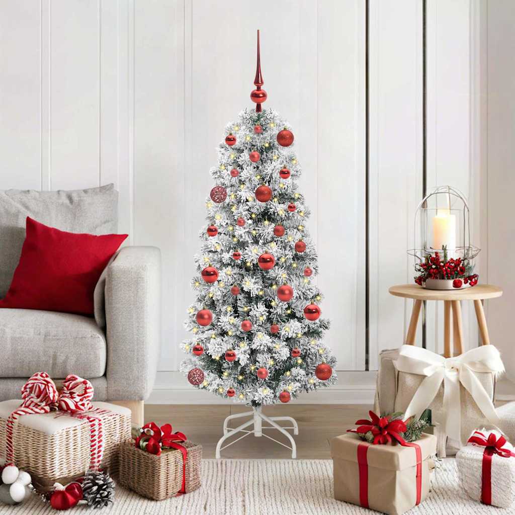BLINCA Artificial Hinged Christmas Tree Green and white 120 cm - Merlin Deals