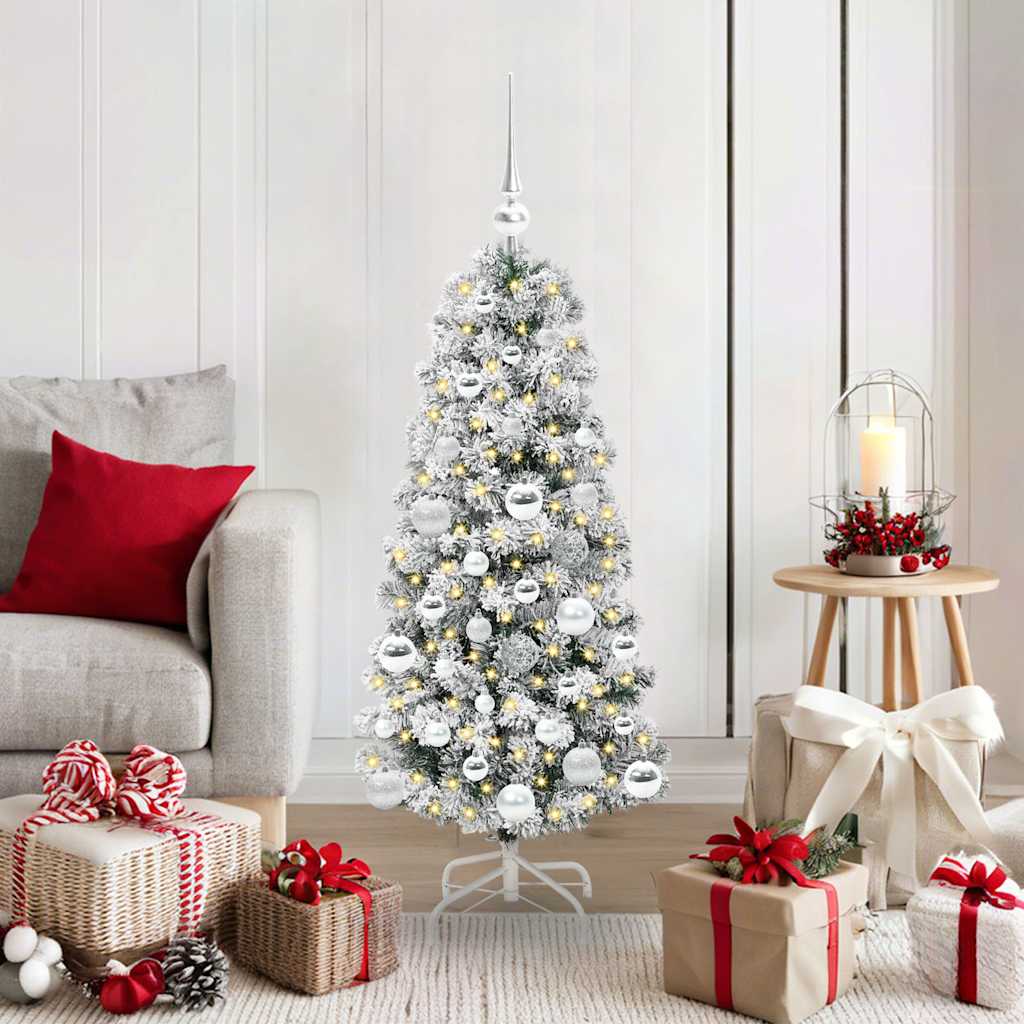 BLINCA Artificial Hinged Christmas Tree Green and white 120 cm - The Home Maker