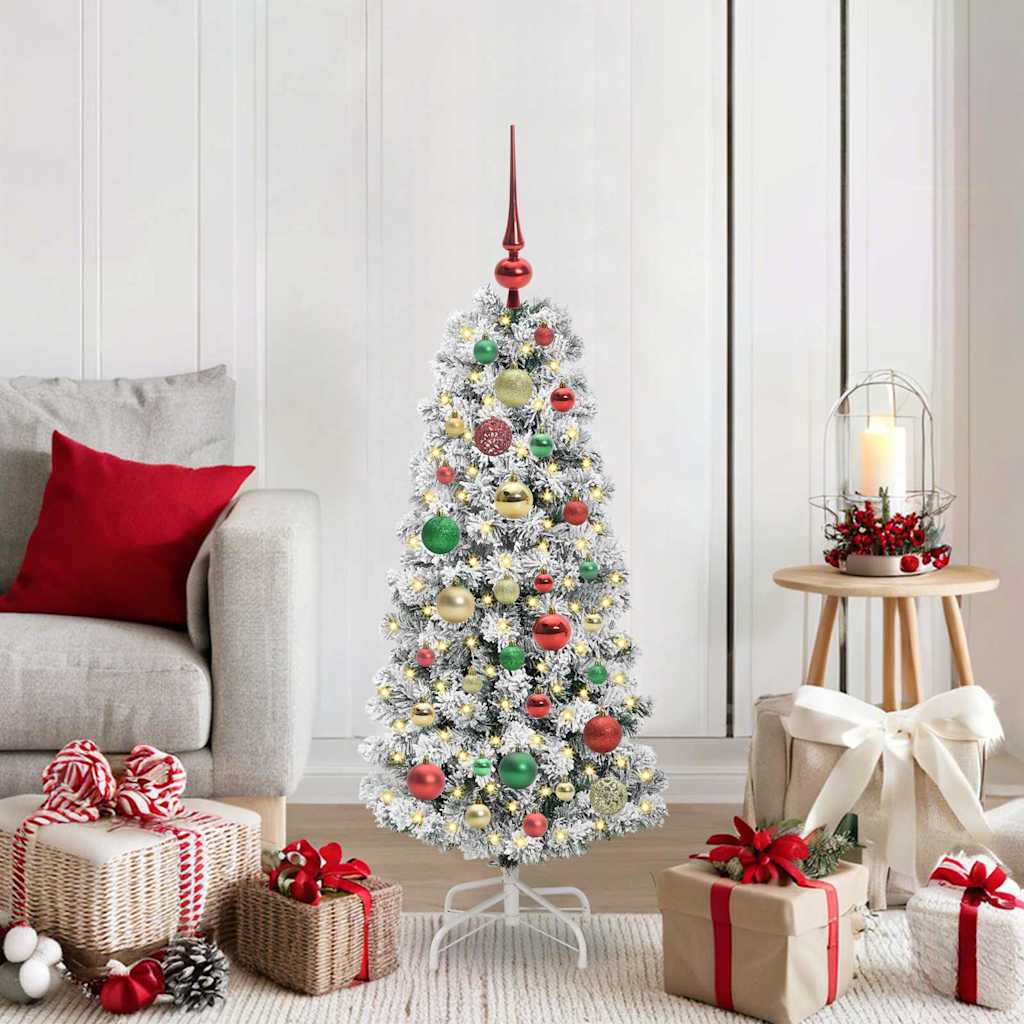 BLINCA Artificial Hinged Christmas Tree Green and white 120 cm - All Things Good
