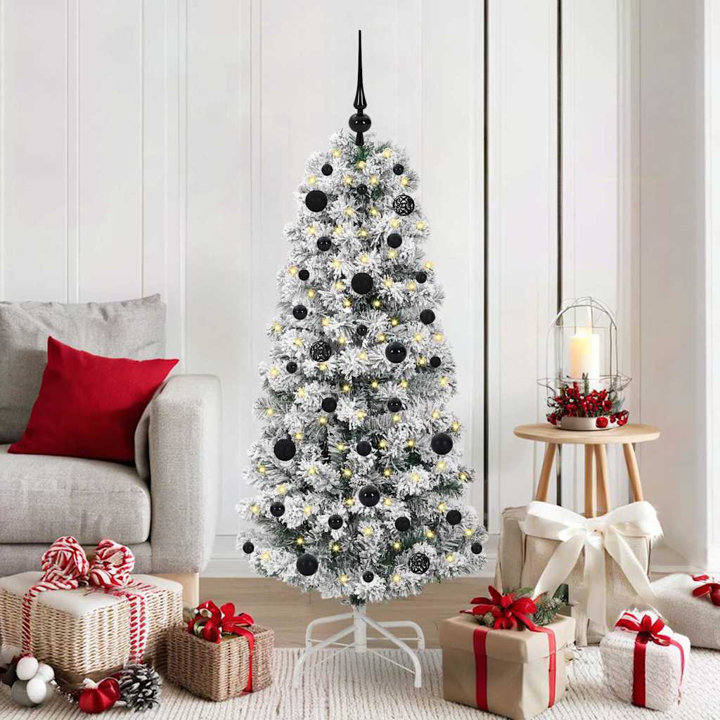 BLINCA Artificial Hinged Christmas Tree Green and white 150 cm - Casper Homes