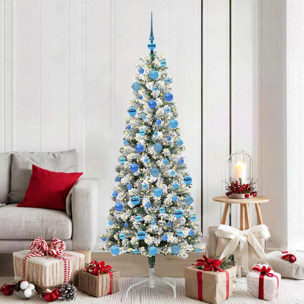 BRILAN Artificial Hinged Christmas Tree Green and white 180 cm - All Things Good