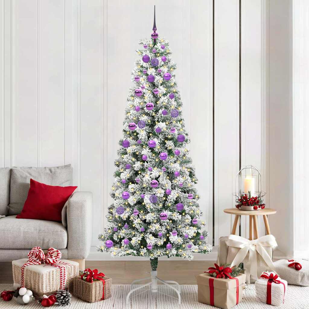 BRILAN Artificial Hinged Christmas Tree Green and white 210 cm - Merkel Designers