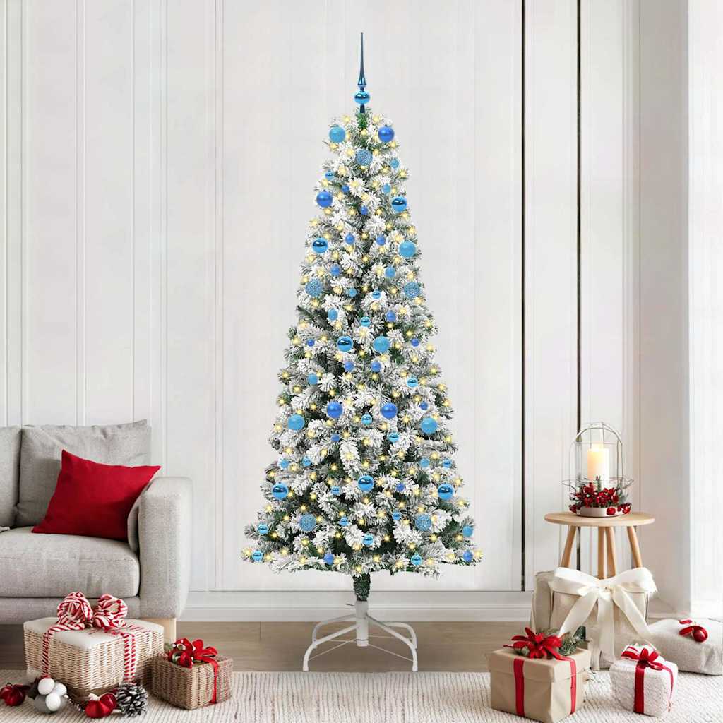 BRILAN Artificial Hinged Christmas Tree Green and white 210 cm - Merlin Deals