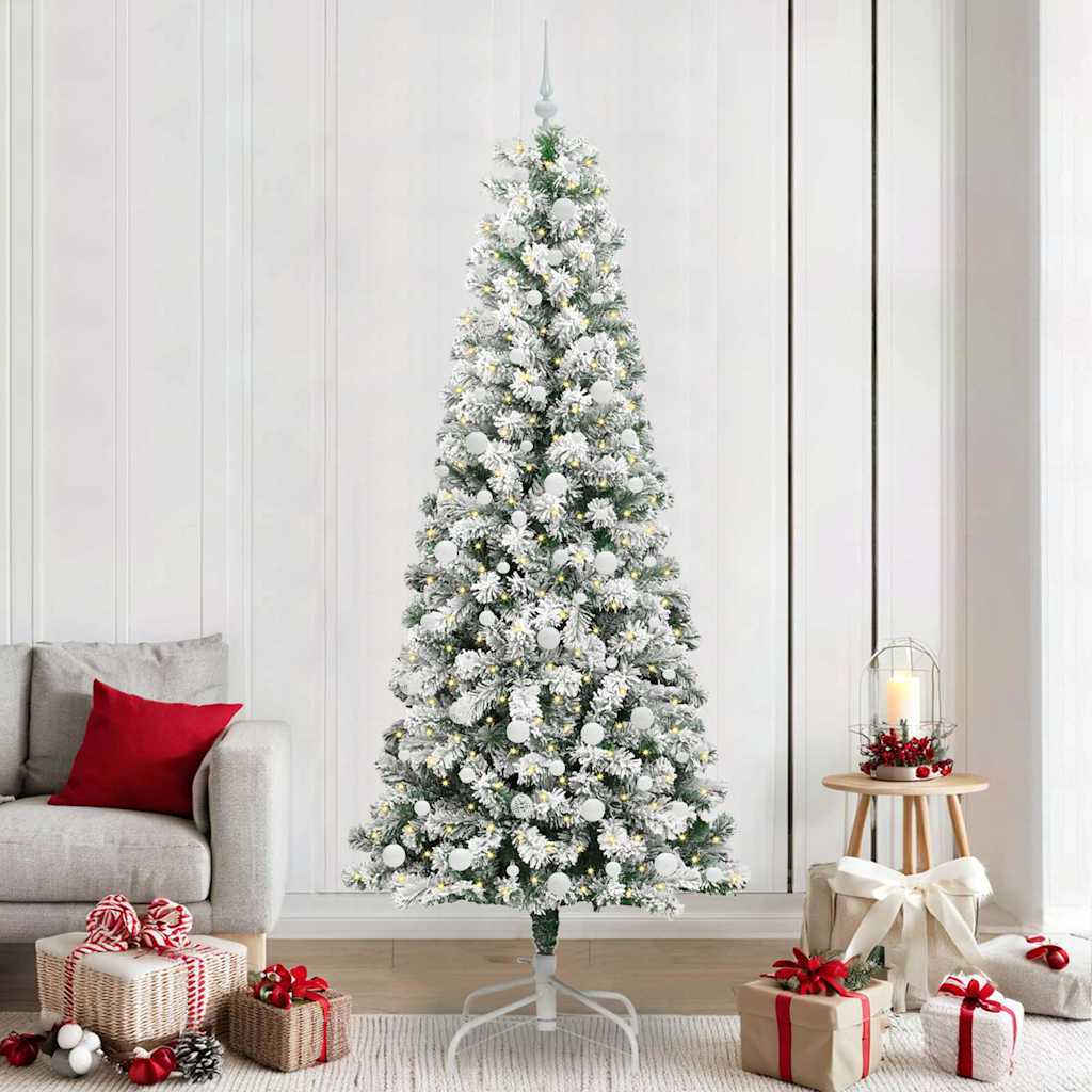 BRILAN Artificial Hinged Christmas Tree Green and white 240 cm - The Home Maker