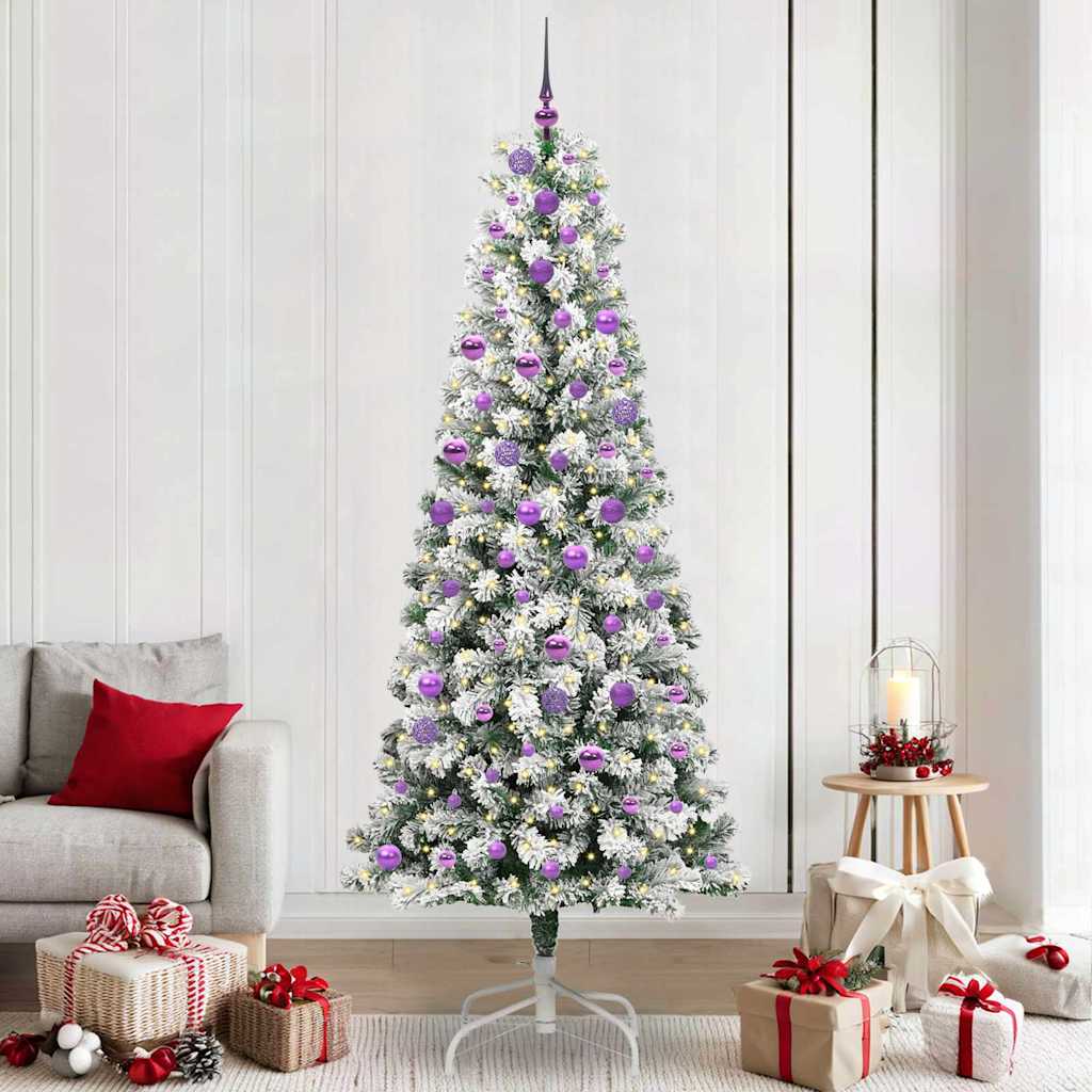 BRILAN Artificial Hinged Christmas Tree Green and white 240 cm - All Things Good