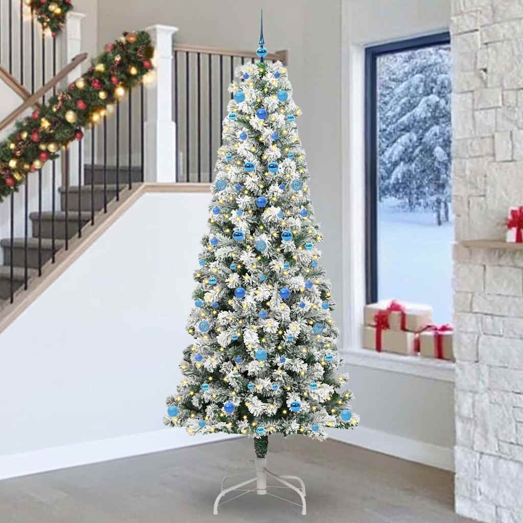 BRILAN Artificial Hinged Christmas Tree Green and white 240 cm - Brittle & Co
