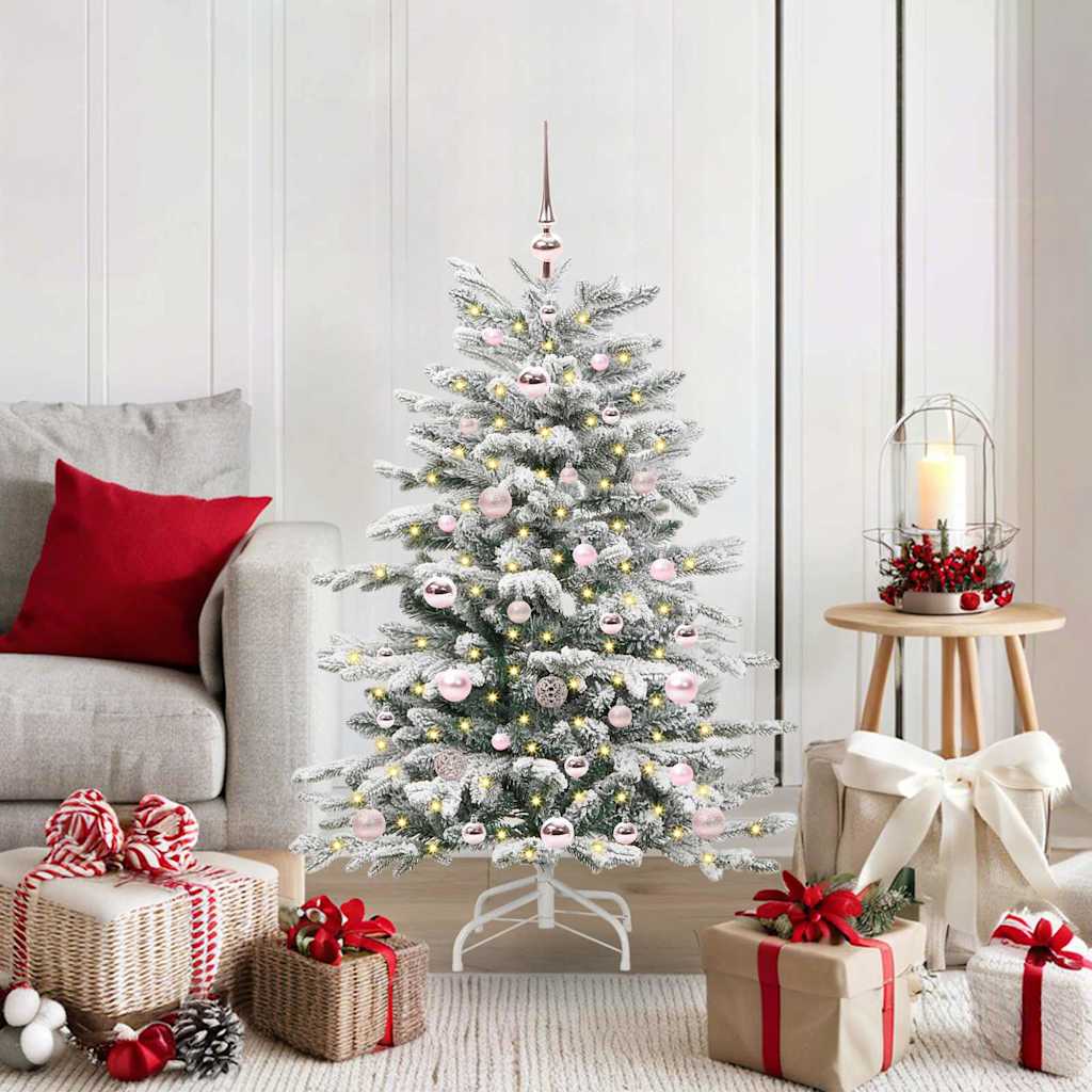 BRILAN Artificial Hinged Christmas Tree White 120 cm PE and PVC - Design Hut