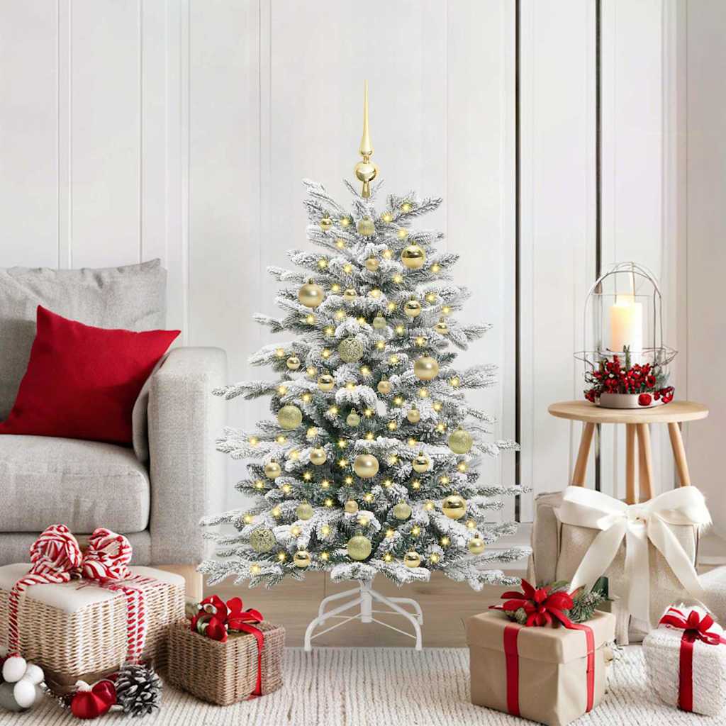 BRILAN Artificial Hinged Christmas Tree White 120 cm PE and PVC - Discount Dealers