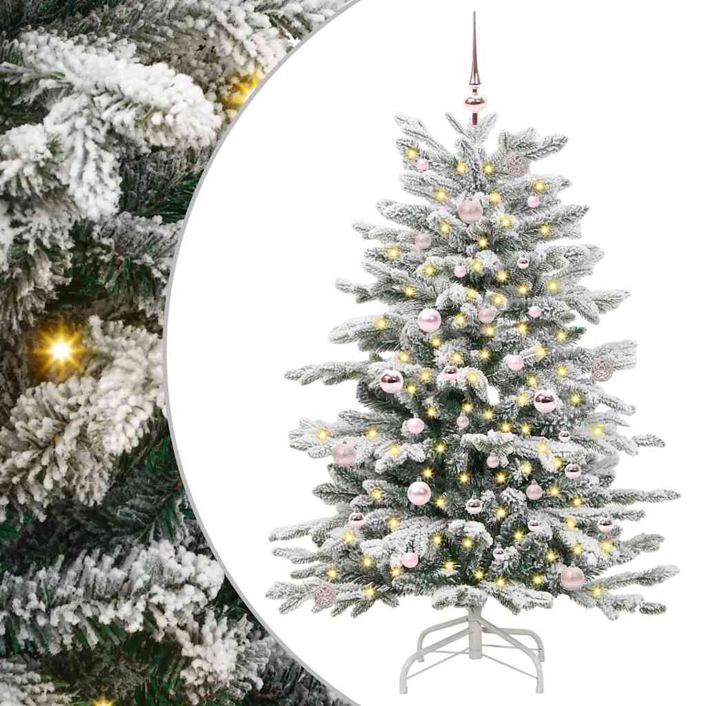 BRILAN Artificial Hinged Christmas Tree White 150 cm PE and PVC - The Home Maker