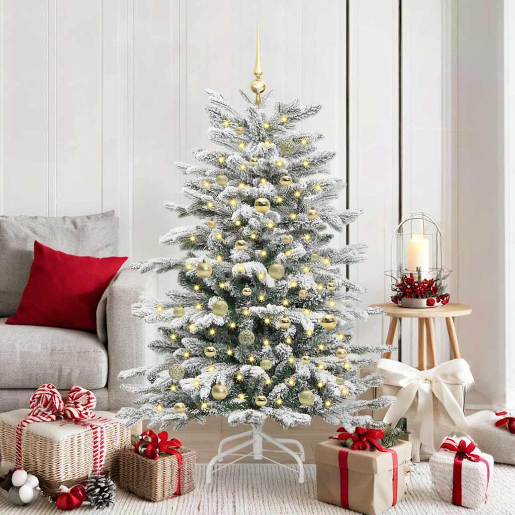 BRILAN Artificial Hinged Christmas Tree White 150 cm PE and PVC - Unbeatable Bargains