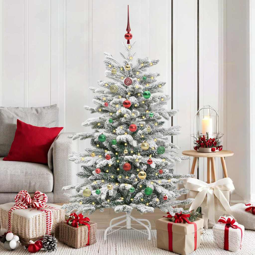 BRILAN Artificial Hinged Christmas Tree White 150 cm PE and PVC - Charlotte Dunes