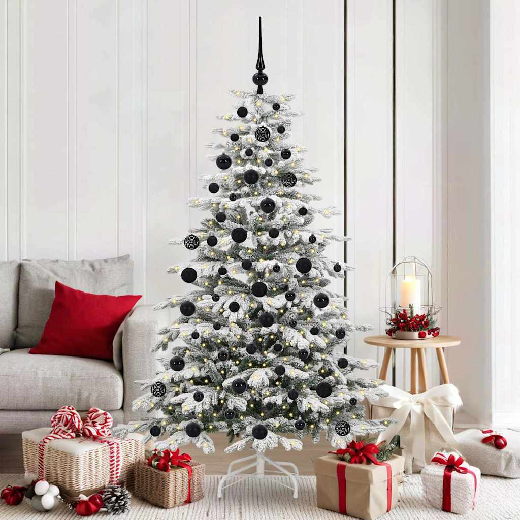 BRILAN Artificial Hinged Christmas Tree White 180 cm PE and PVC - Design Hut
