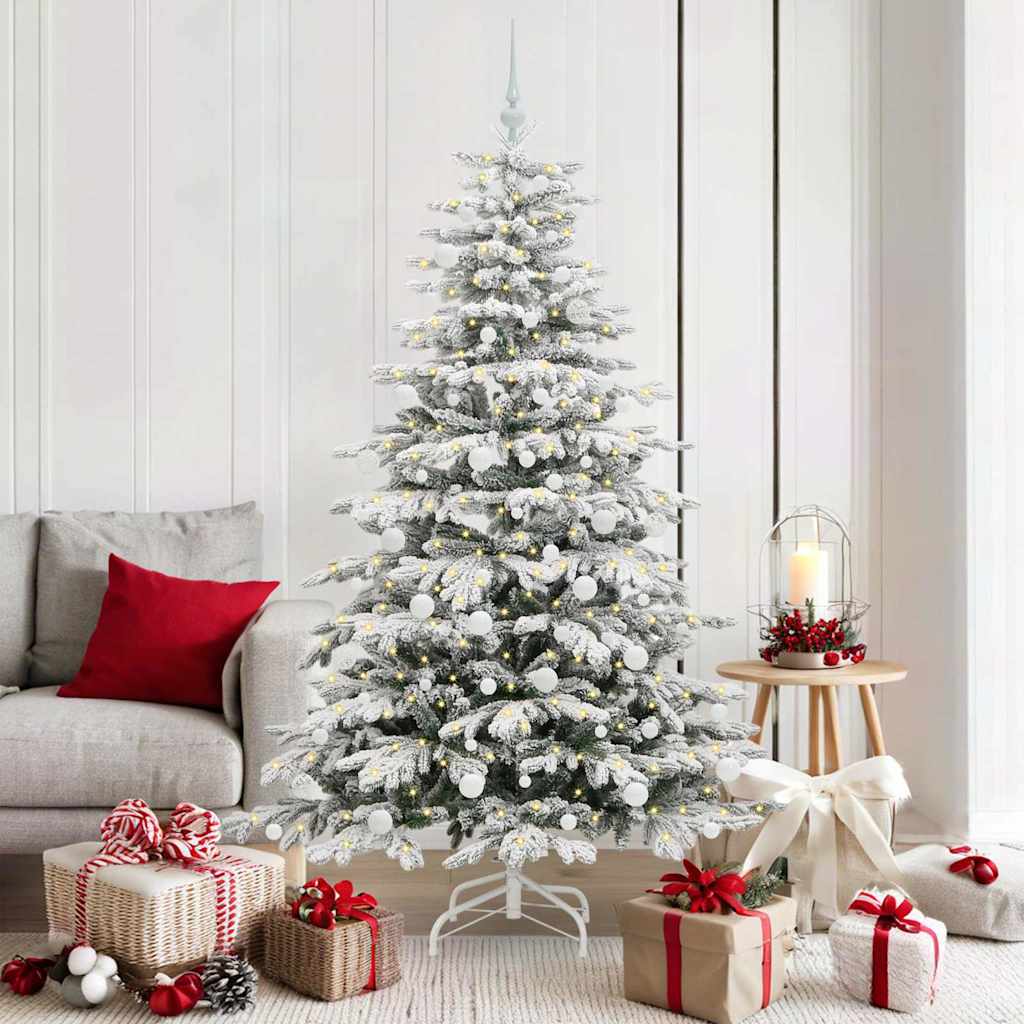 BRILAN Artificial Hinged Christmas Tree White 180 cm PE and PVC - Discount Dealers