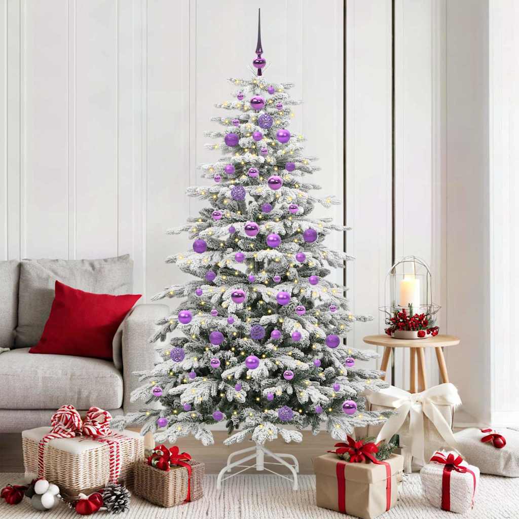 BRILAN Artificial Hinged Christmas Tree White 180 cm PE and PVC - Millennium Furniture