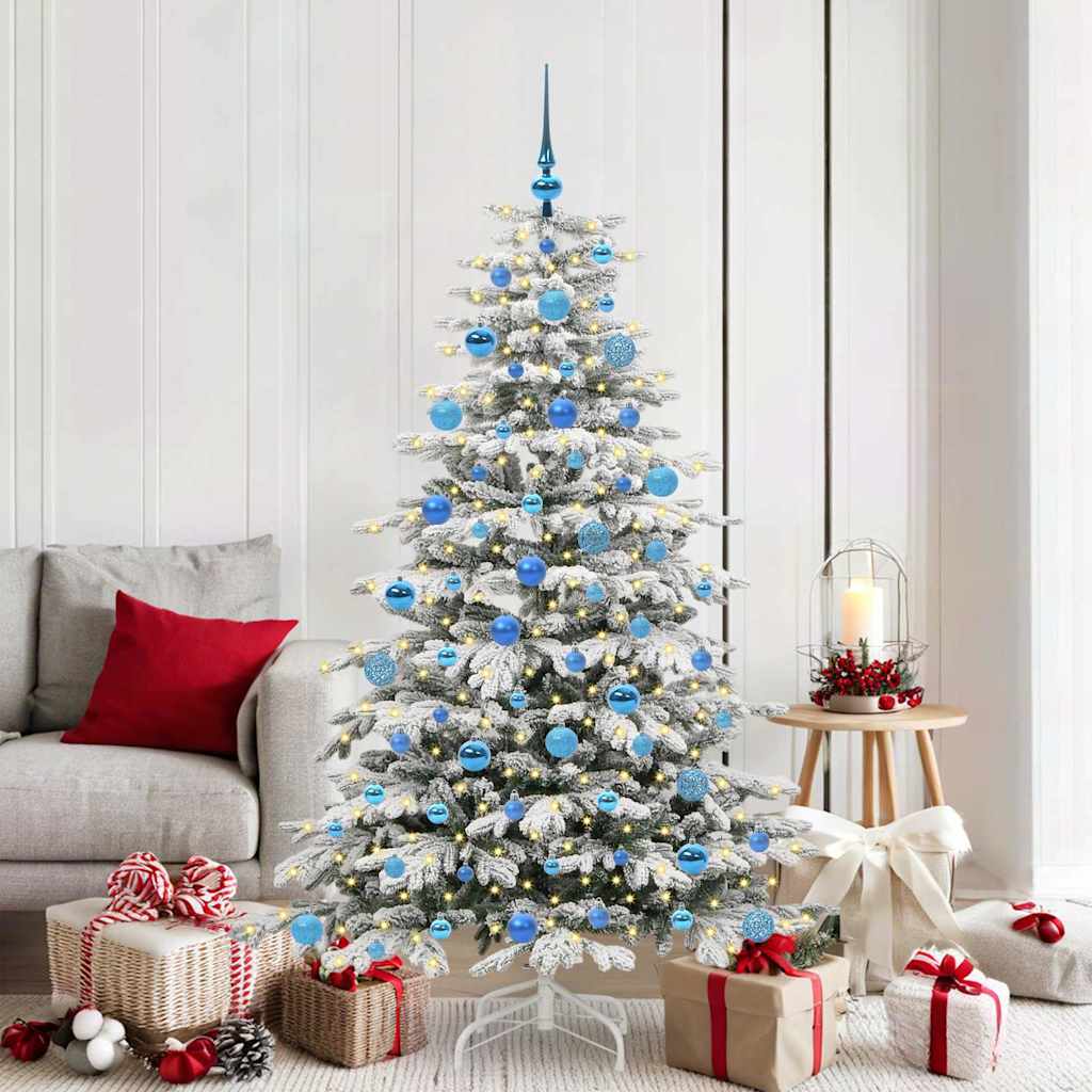 BRILAN Artificial Hinged Christmas Tree White 180 cm PE and PVC - R and M Furniture