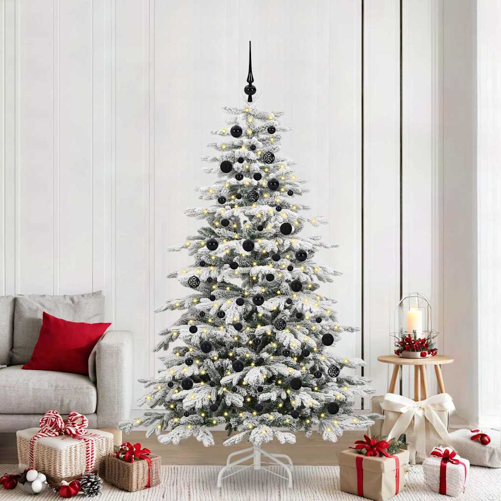 BRILAN Artificial Hinged Christmas Tree White 210 cm PE and PVC - The Home Maker