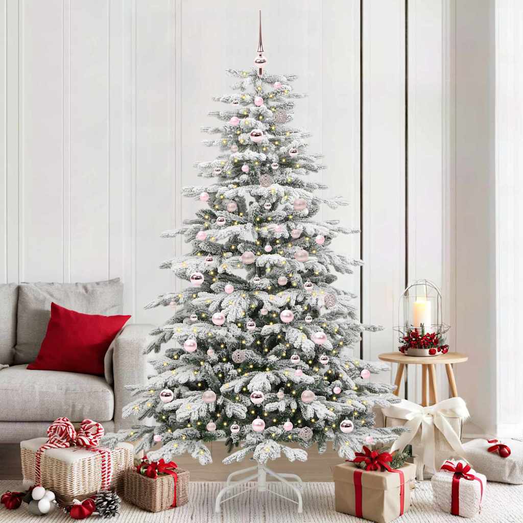 BRILAN Artificial Hinged Christmas Tree White 210 cm PE and PVC - Tyrell & Tyrell