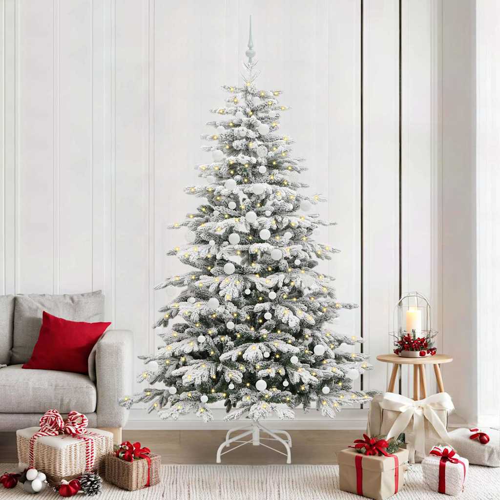 BRILAN Artificial Hinged Christmas Tree White 210 cm PE and PVC - Unbeatable Bargains