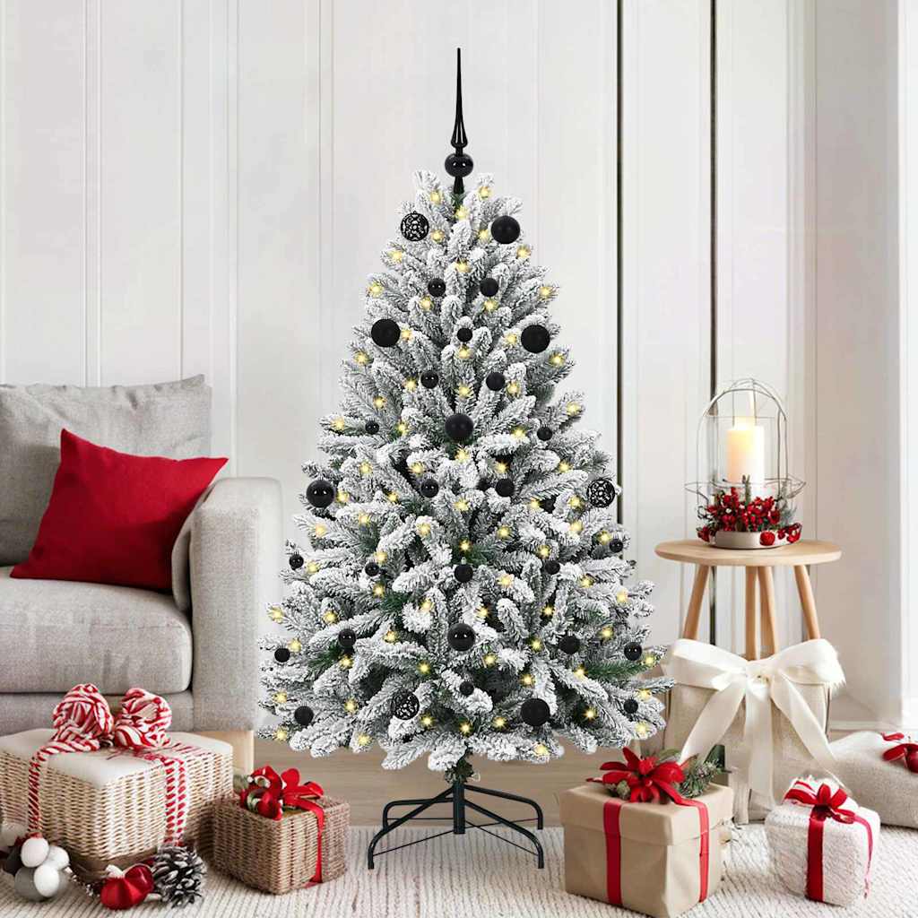 BRILCA Artificial Christmas Tree Green and White 150 cm PVC and Metal - Casper Homes