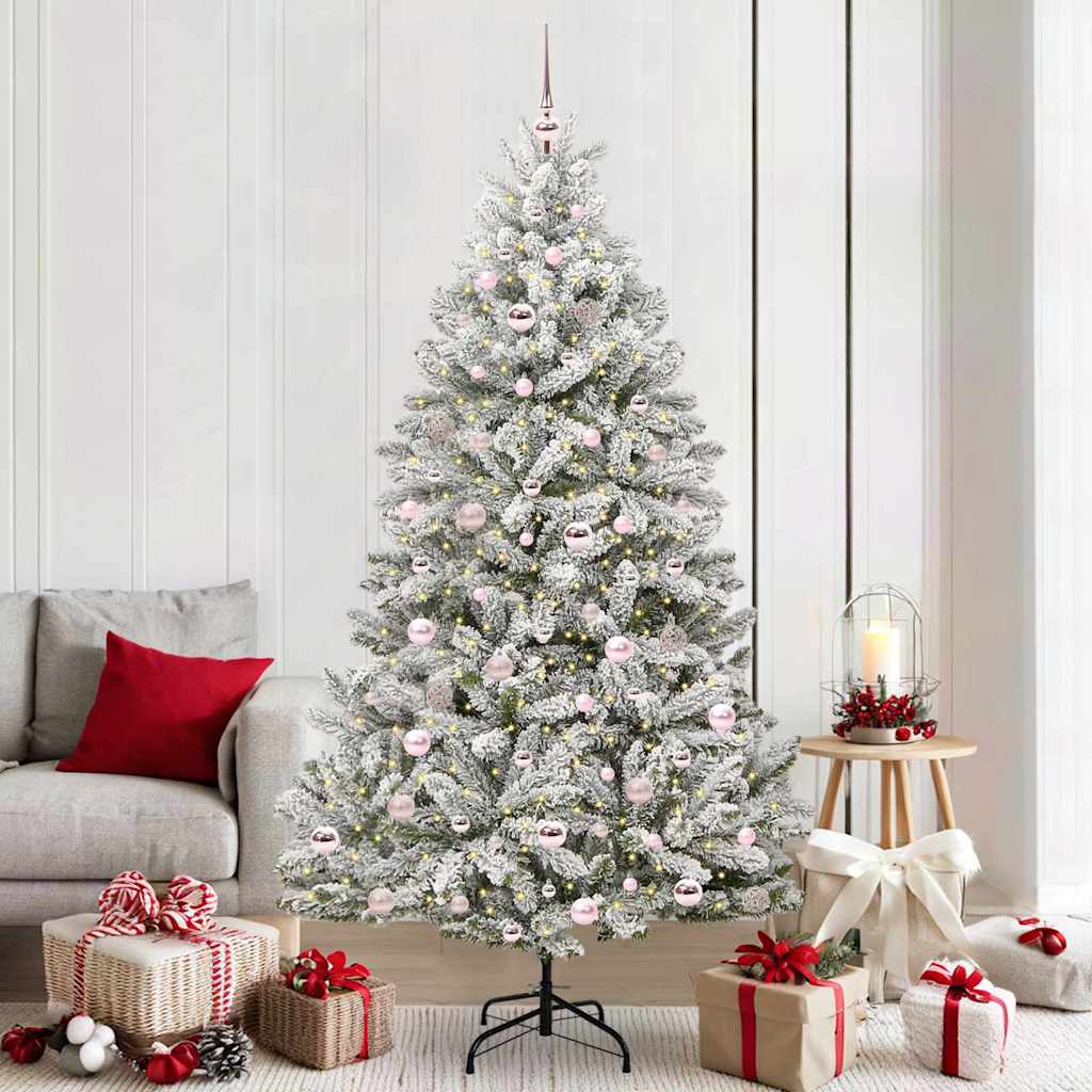 BRILCA Artificial Christmas Tree Green and White 210 cm PVC and Metal - Decor Base