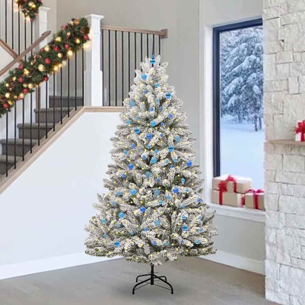 BRILCA Artificial Christmas Tree Green and White 240 cm PVC and Metal - Brittle & Co