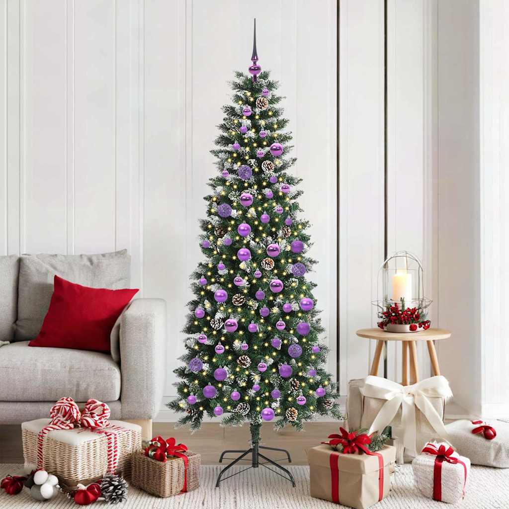 BRINLO Artificial Christmas Tree with 300 LEDs with Stand Green 180 cm - Charlotte Dunes