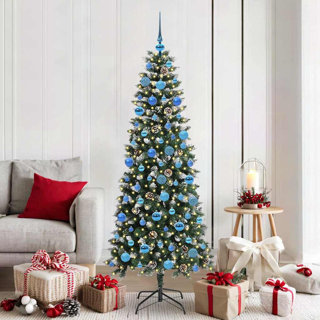 BRINLO Artificial Christmas Tree with 300 LEDs with Stand Green 180 cm - Decor Base