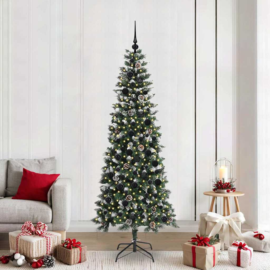 BRINLO Artificial Christmas Tree with 300 LEDs with Stand Green 210 cm - Millennium Furniture