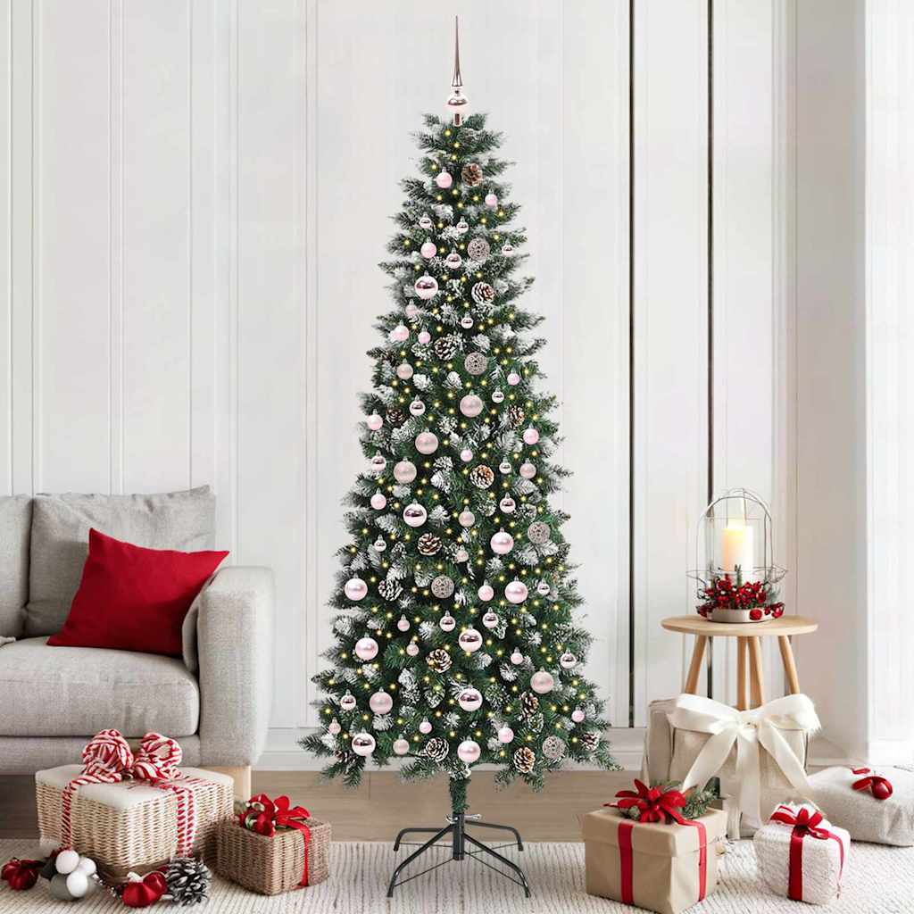 BRINLO Artificial Christmas Tree with 300 LEDs with Stand Green 210 cm - R and M Furniture