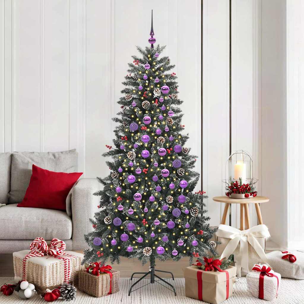 BRINLO Artificial Christmas Tree with 300 LEDs with Stand Green 180 cm - R and M Furniture