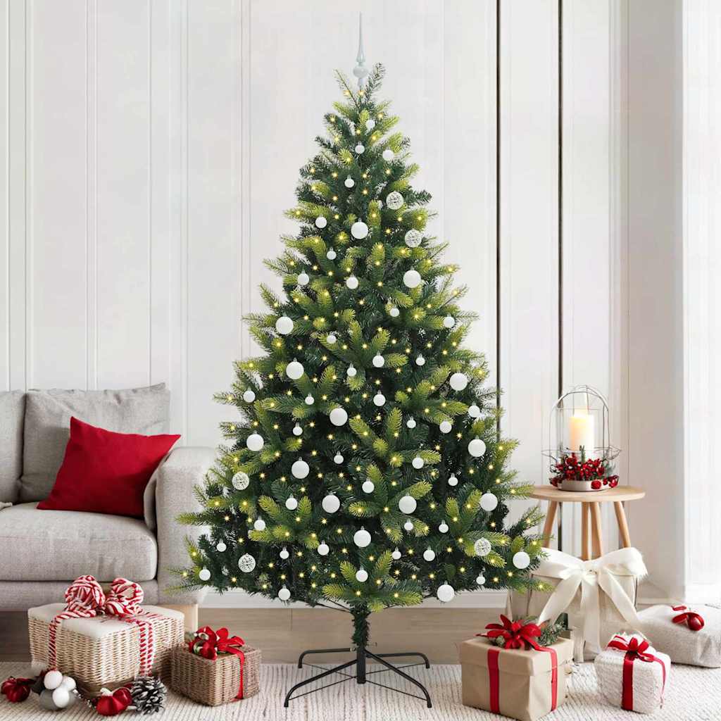 BRISKA Artificial Hinged Christmas Tree 300 LEDs Green 210 cm - R and M Furniture