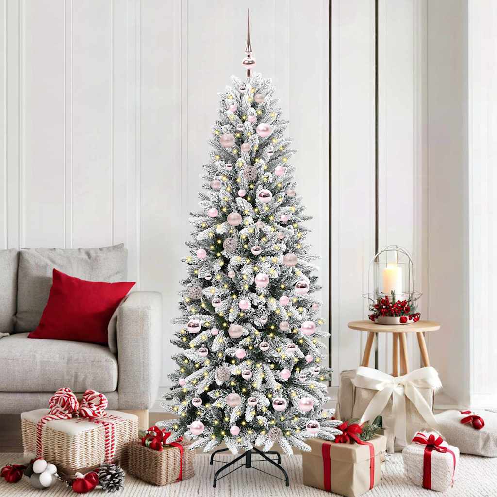 BRISKA Artificial Christmas Tree with 300 LEDs with Stand White 180 cm - Decor Base